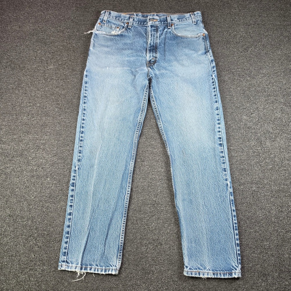 Vintage Levis 505 Jeans Blue Acid Wash Mens 36x30 Straight Distressed USA 90s